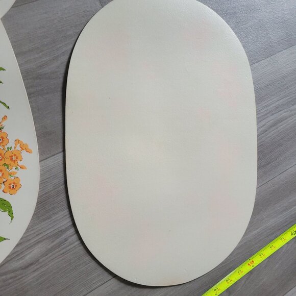Vintage Oval Floral Placemats Set Of 4 With Orange & Green Flower Design - Picture 5 of 7